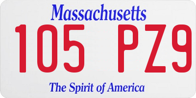 MA license plate 105PZ9