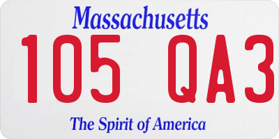 MA license plate 105QA3