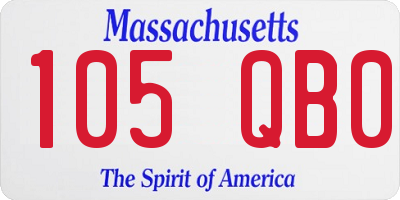 MA license plate 105QB0