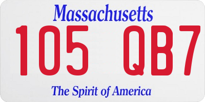 MA license plate 105QB7