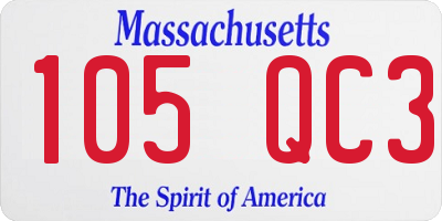 MA license plate 105QC3
