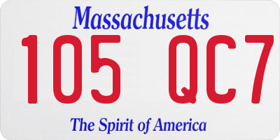 MA license plate 105QC7