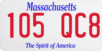 MA license plate 105QC8
