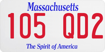 MA license plate 105QD2
