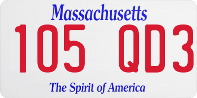 MA license plate 105QD3