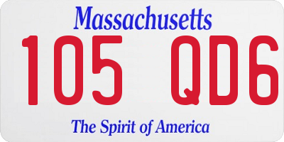 MA license plate 105QD6