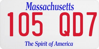 MA license plate 105QD7