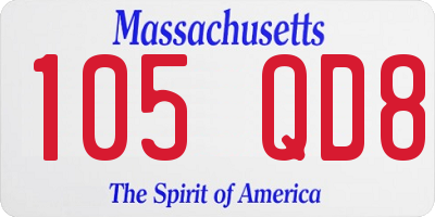 MA license plate 105QD8