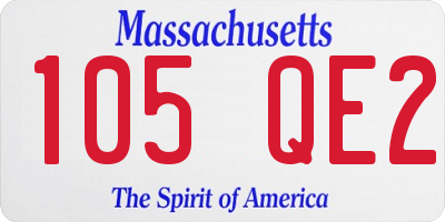 MA license plate 105QE2