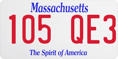 MA license plate 105QE3