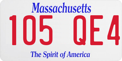 MA license plate 105QE4