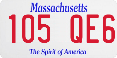 MA license plate 105QE6