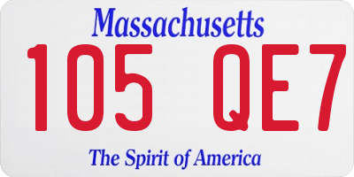 MA license plate 105QE7