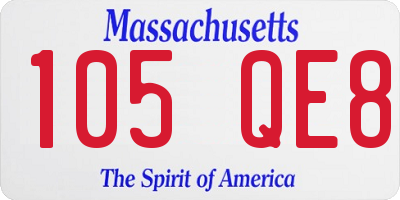 MA license plate 105QE8