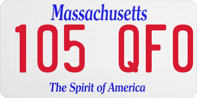 MA license plate 105QF0