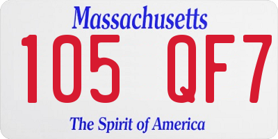 MA license plate 105QF7