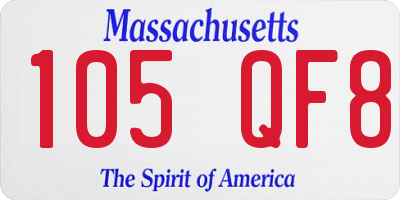 MA license plate 105QF8