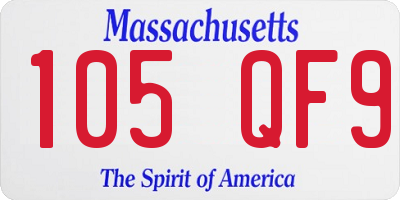 MA license plate 105QF9