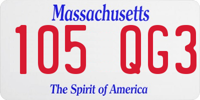 MA license plate 105QG3
