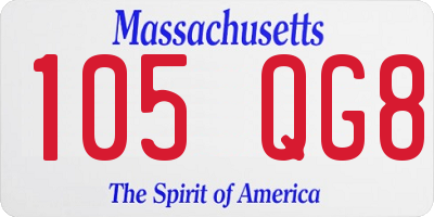 MA license plate 105QG8