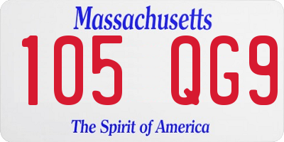 MA license plate 105QG9