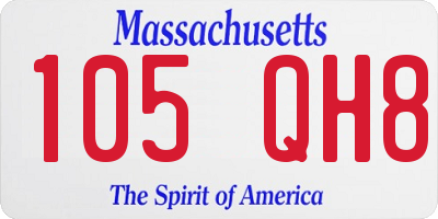 MA license plate 105QH8