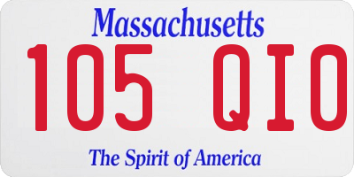 MA license plate 105QI0