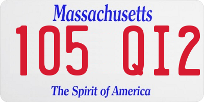MA license plate 105QI2