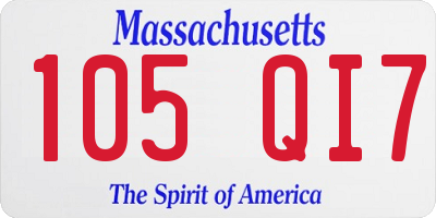 MA license plate 105QI7