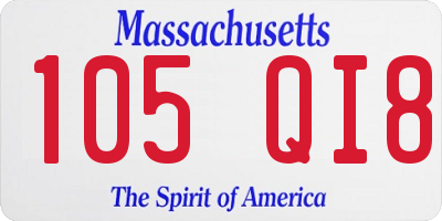 MA license plate 105QI8