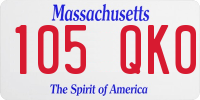 MA license plate 105QK0