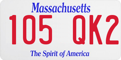 MA license plate 105QK2
