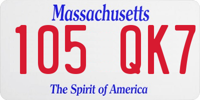 MA license plate 105QK7