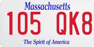 MA license plate 105QK8