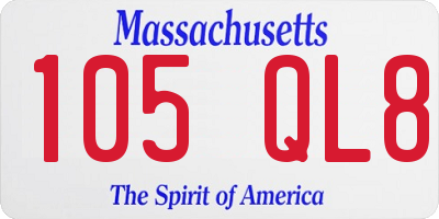 MA license plate 105QL8