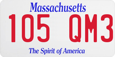 MA license plate 105QM3