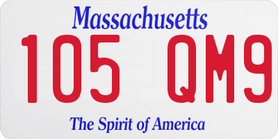 MA license plate 105QM9