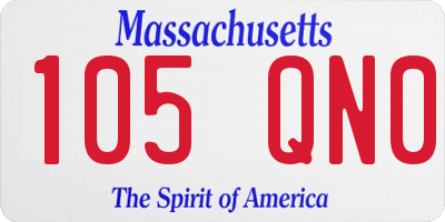 MA license plate 105QN0