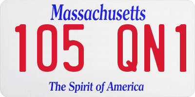 MA license plate 105QN1