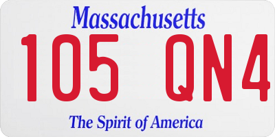 MA license plate 105QN4