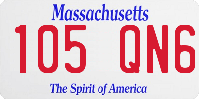 MA license plate 105QN6