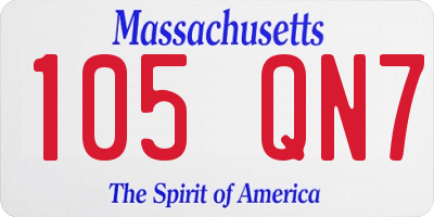 MA license plate 105QN7