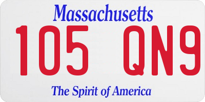 MA license plate 105QN9