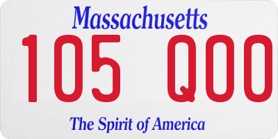 MA license plate 105QO0