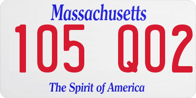 MA license plate 105QO2