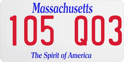 MA license plate 105QO3