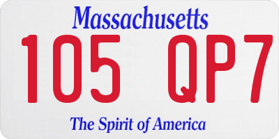 MA license plate 105QP7