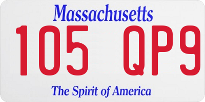 MA license plate 105QP9
