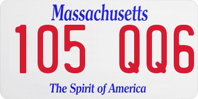 MA license plate 105QQ6