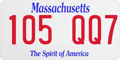 MA license plate 105QQ7